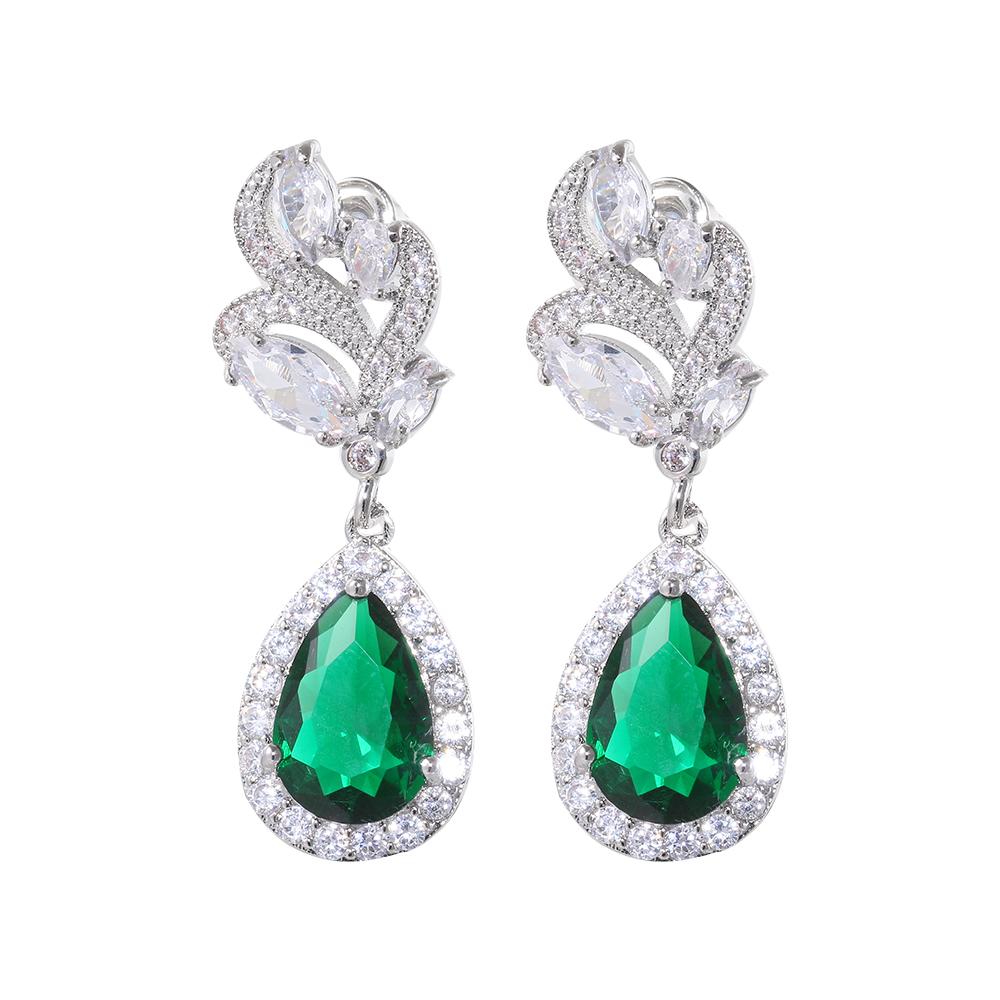Emmaya Vintage Green Cz Dangle Earrings For Party Romantic Women 'S Accessories Birthday Gift High Quality Luxury Jewelry Bulk