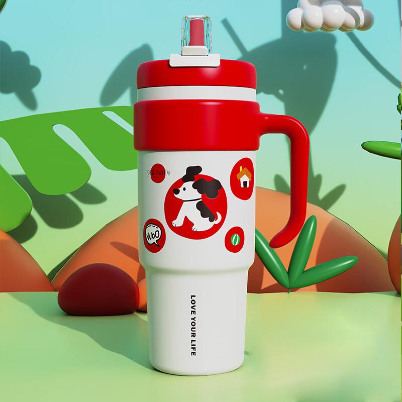 Cartoon Giant Insulated Straw Water Bottle