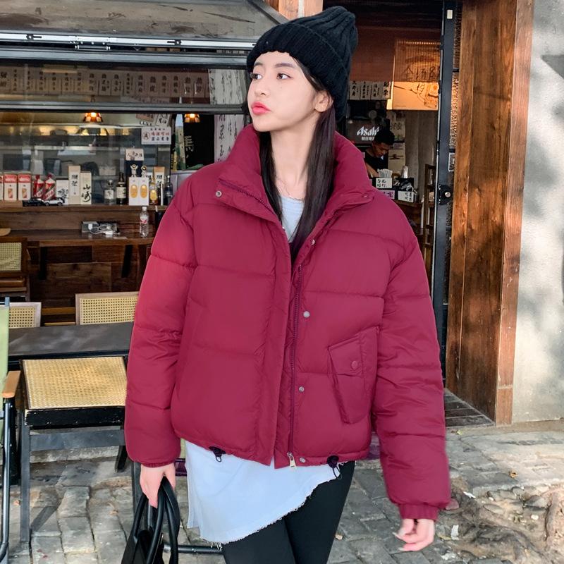 

2025 новая зимняя корейская версия короткая приталенная хлопковая темпераментная большого размера хлопковая куртка женская хлопковая куртка XXL красный