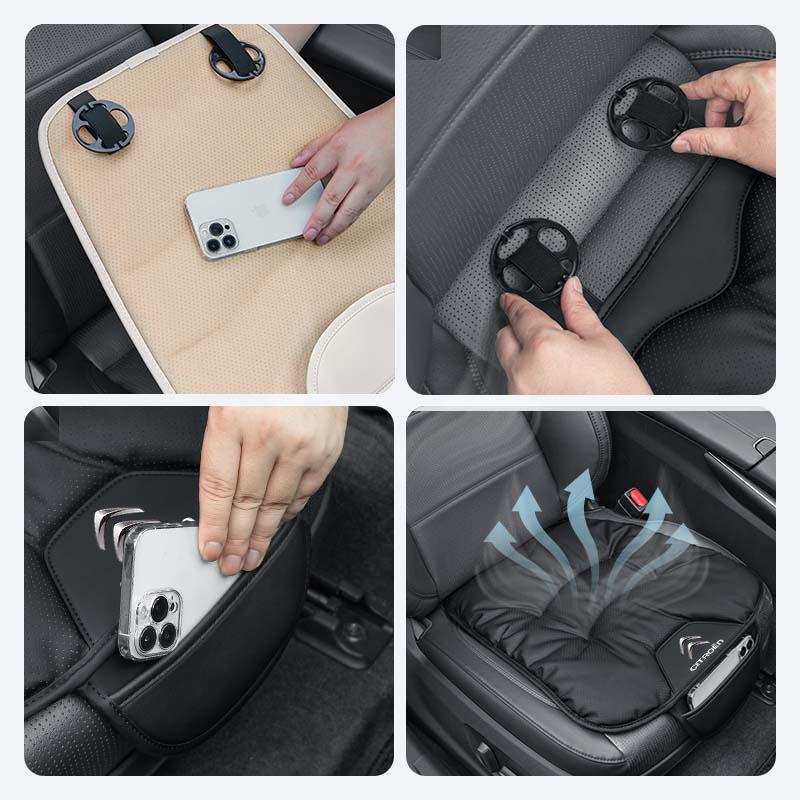 Coussin de siège antidérapant pour voiture Rangement Coussin en soie glacée Quatre saisons Pour Citroen C4 C3 C5 C1 C2 C6 VTS C4L DS3 DS4 DS5 Grand Berlingo
