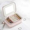 Double Zipper Portable Jewelry Storage Box Necklaces Storage Box for Festivals Bedroom Pink