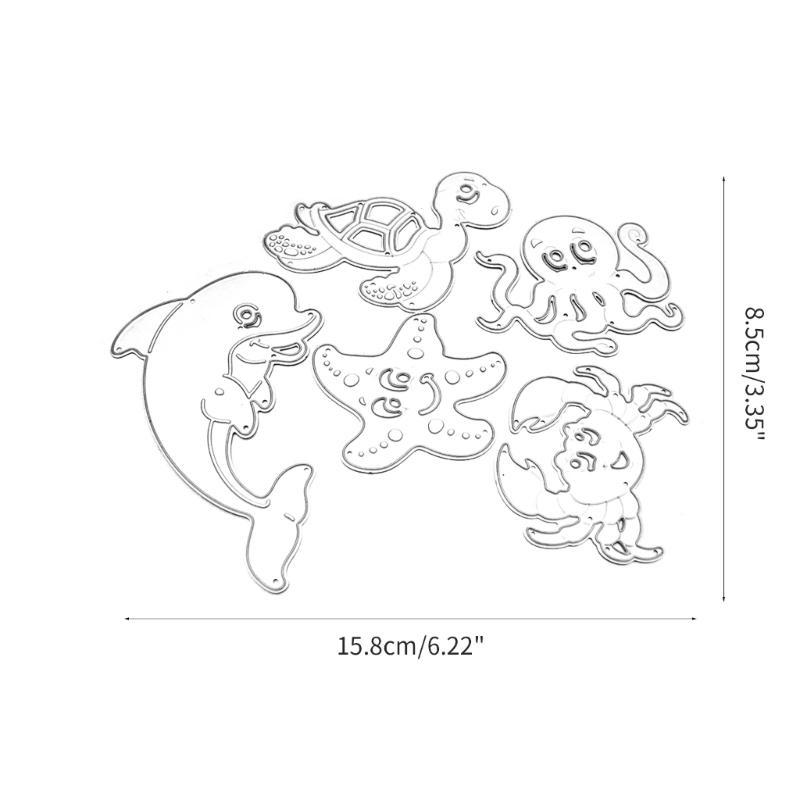 5 Pcs Handicrafts DIY Marine Life Cutting Dies Metal Cutting Stencils for Scrapbooking Album Stamp Paper Card Embossing