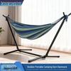 Double Horn Outdoor Camping Canvas Hammock with Iron Frame Stand