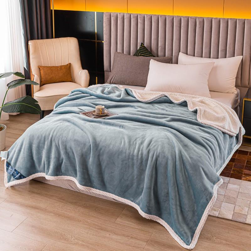Soft Fleece Blanket Bed Sofa - Thick Warm Solid Color Plush Throw With Neat Edge Binding