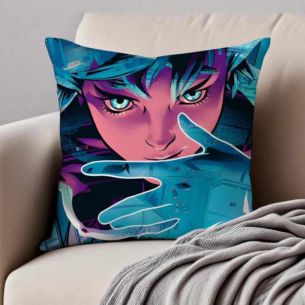 Classic Japanese Anime GGhost In The Shell Cushion Cover Pillowcase Antidustmite Invisible Zipper Short Plush Sofa Cushion