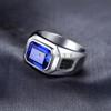 Blue Sapphire Emerald Cut Gemstone With 925 Sterling Silver Ring For Men's #20 JL375718167288