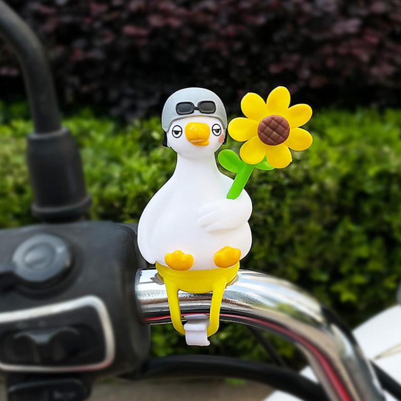 1Pcs Novelty Little Duck Windmill Ornament Bike Handlebar Decoration With Stretchable Strap For Motorcycle E Bike Road Bike