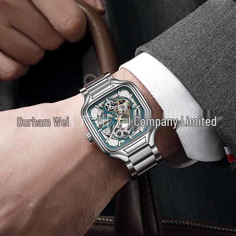 Durham Wei Men's High-End Automatic Mechanical Watch: Waterproof, Luminous, Hollow Design.