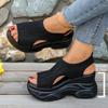 Sweat Sandals Women'S New Platform Open Toe Mesh Shoes Fashionable And Casual Hollow Out Wedge Shoe For Woman Wedge Sandal