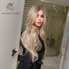 BLONDE UNICORN Lace Part Synthetic Long Wavy Wig Brown Root Ombre Blonde Hair Wigs for Black White Women Daily Hair