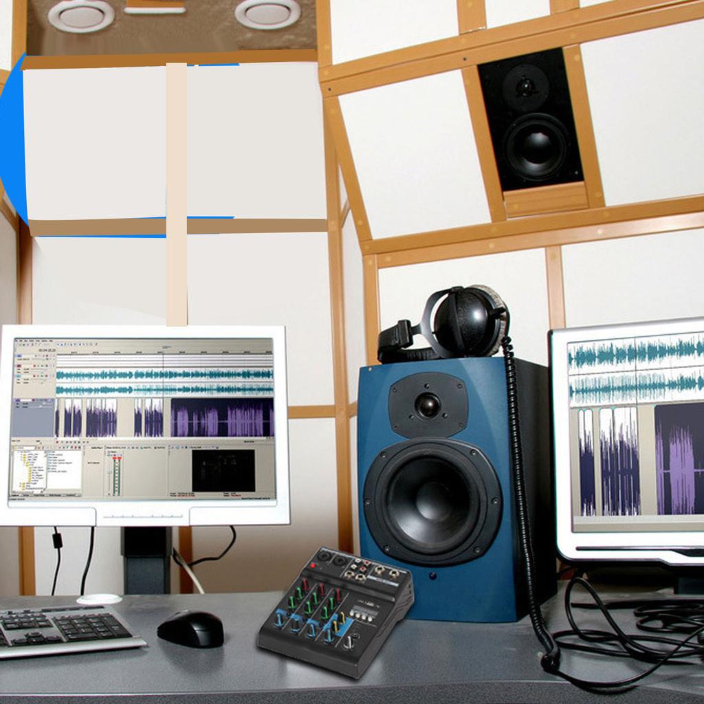 Sound Mixer USB BT 4 Channel Sound Mixing Console with 48V Phantom Button for Stage Performance