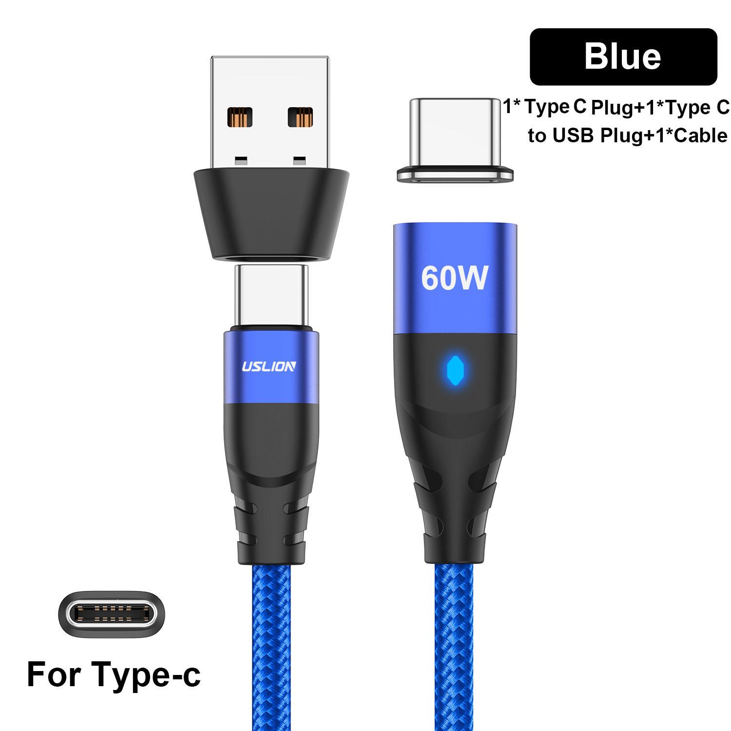 

2 в 1 PD 60 Вт кабель для быстрой зарядки USB C на Type C Micro Магнитный кабель для передачи данных для iPhone 13 Pro Max Xiaomi 12 Samsung Poco X4 For 2m