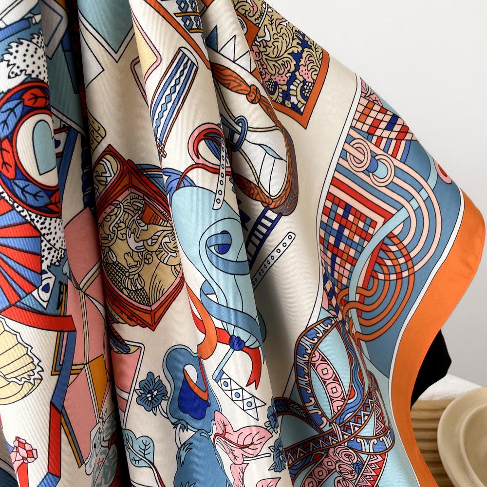 Silk Scarf  Imitation Silk Scarf  Retro High-end Scarf  Tied Hair  Light Breathable  Soft Shawl Scarf