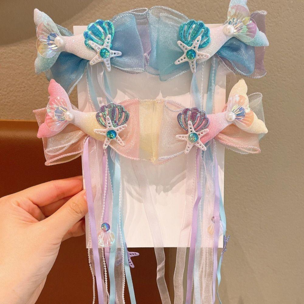 

Mermaid Ribbons Hairpin Princess Barretes New Bow Hair Clips for Kids Style 1