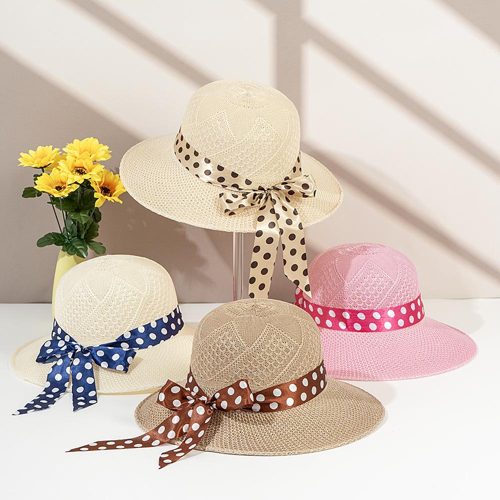 Ladies Straw Hat Summer Sunscreen Hat Sun Hat Holiday Gift Mom Hat Spot Straight Hair Sun Hat Women