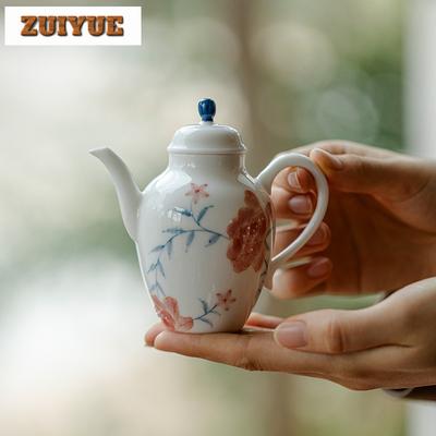 135ml Hand-painted Peony Flower Teapot Arita Porcelain Beauty Pot Tea Soaking Kettle With Ball Hole Chinese Kung Fu Teaset Craft