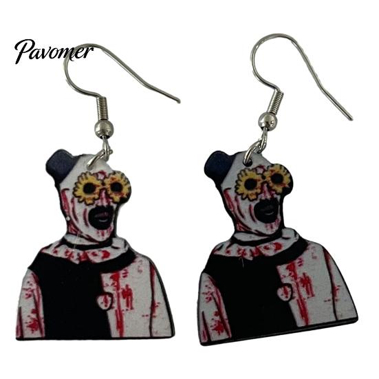 Retro Horror Movie Character Jewelry 1 Pair Halloween Theme Dangle Drop Earrings for Women, Scary Blood Gothic Acrylic Clown Earrings, Creative