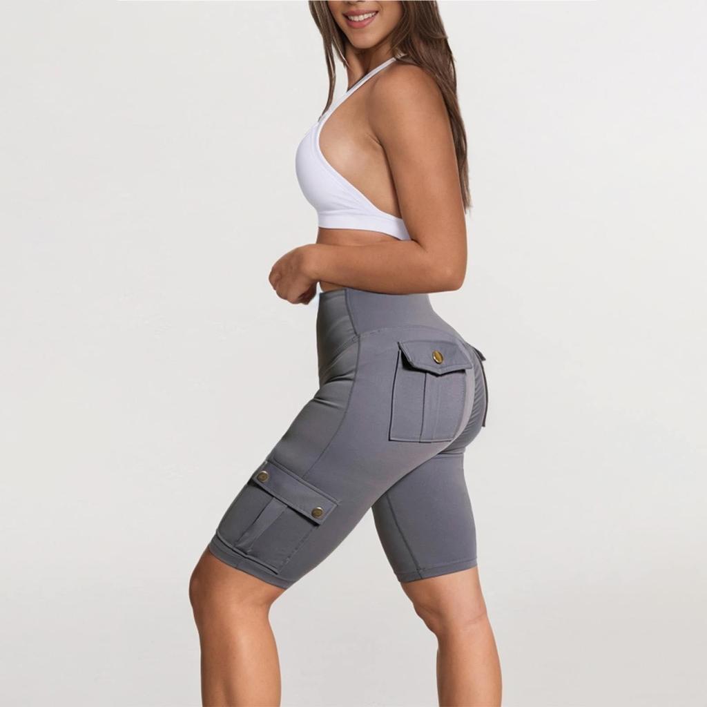 Damen Stretch Yoga Leggings Fitness Laufen Gym Sport Halblange Aktive Hose Schlaghose