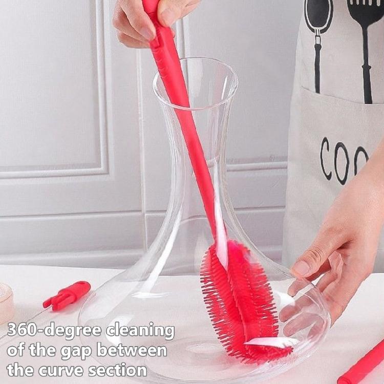 Multipurpose Long Handle Dish Brush Silicone Scrubber Brush For Cleaning Milk Bottles Flasks Narrow Mouthed Container