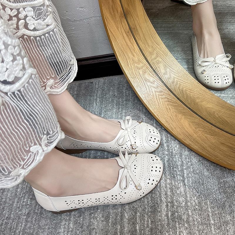 Mode Frühling Damen Schuhe Slipper Atmungsaktive Flache Schuhe Runde Zehenpartie Mary Janes Niedriger Absatz Lässiges Schuhwerk Bequeme Sandalen Damenschuhe