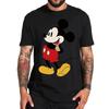 Cotton Black T-shirt for Men Disney Mickey Mouse Pattern Women's T-shirt Anime Tops Summer Fashion Couples Section Short-Sleeved
