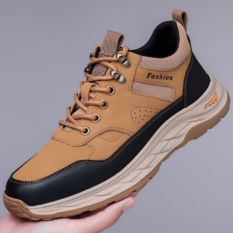 Fashion Autumn Winter Cowhide Platform Sneakers for Men Fashion Soft-soled Increase Men's Shoes New Designer Sports Hiking Shoes Male