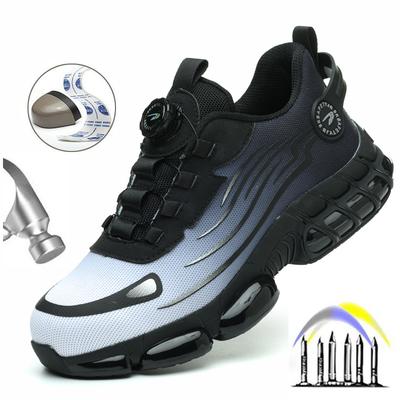 Obrotowy przycisk nowe obuwie ochronne męskie Anti-smash antyprzebiciowe buty robocze moda męska buty sportowe bezpieczeństwo buty ochronne męskie