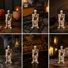Miniature Skeleton Figure On Toilet Figurine, Funny Gothic Bathroom Statue, Spooky Unique Party Props Halloween Resin Ornament for Home Office
