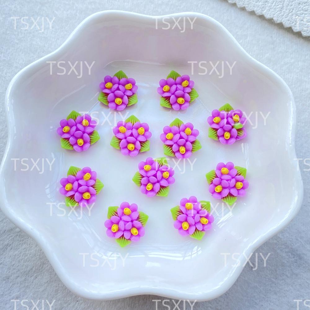 50pcs Resin Cute colored roses and leaves Flat back Rhinestone Scrapbook DIY Wedding Applique Decor Jewelry Accessories Crafts