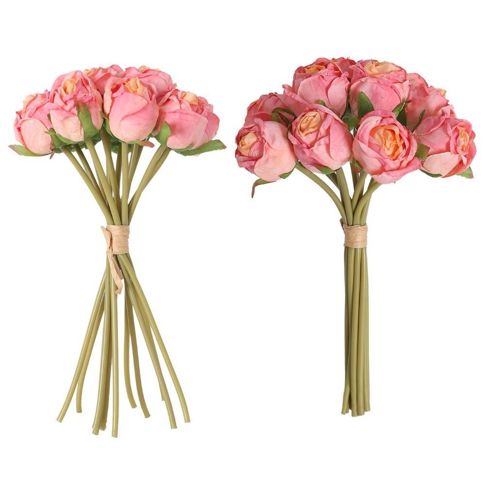 Gift 12 Head Artificial Flower Bouquet Silk Handmade Wedding Bouquet Romantic Lifelike Fake Flowers Wedding Decoration