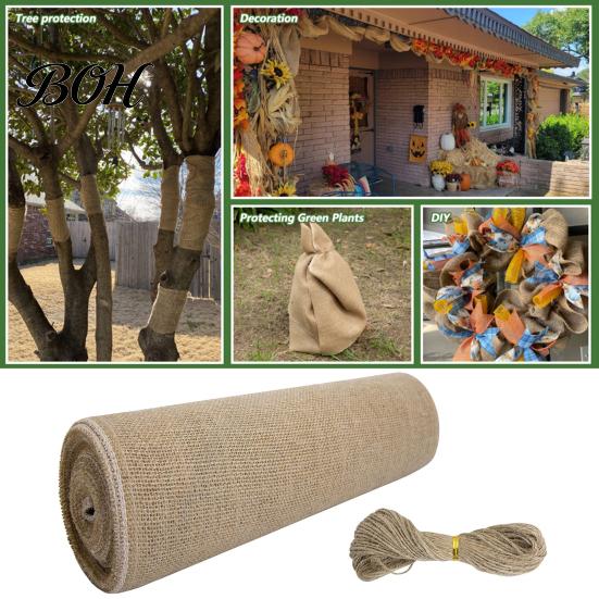 Garden Tree Bark Cover Natural Burlap Wrap, Winter Plant Trunk Protector, Wrap Fabric Frost Freeze Protection for Shrubs, Outdoor Trees