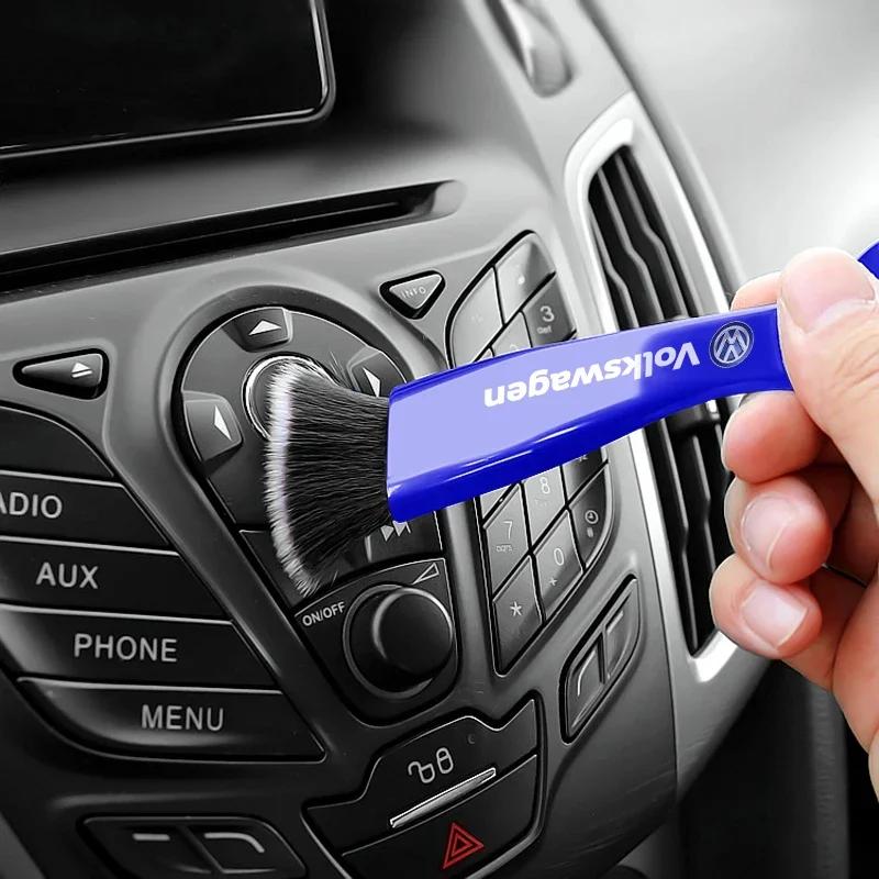 Car Clean Double Head Brush Detailing Interior Soft Detailing Brush For Volkswagen Polo Golf 3 4 5 6 7 8 6 T5 B4 B5 B6 B7 B8 MK4 MK5 MK6 MK7 MK8