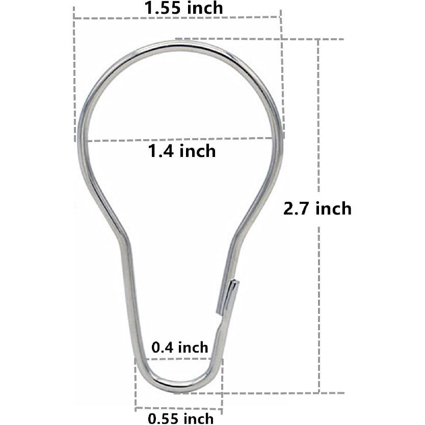 Silver Shower Curtain Rings Metal Hooks Ring (24 Pack) Nickel Plated Rustproof for Bathroom Shower Rod