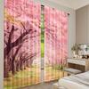 2pcs 2D flat printing Party Window Curtains Cherry Blossom Tunnel Path Polyester Without Electricity Family Party for Outdoor