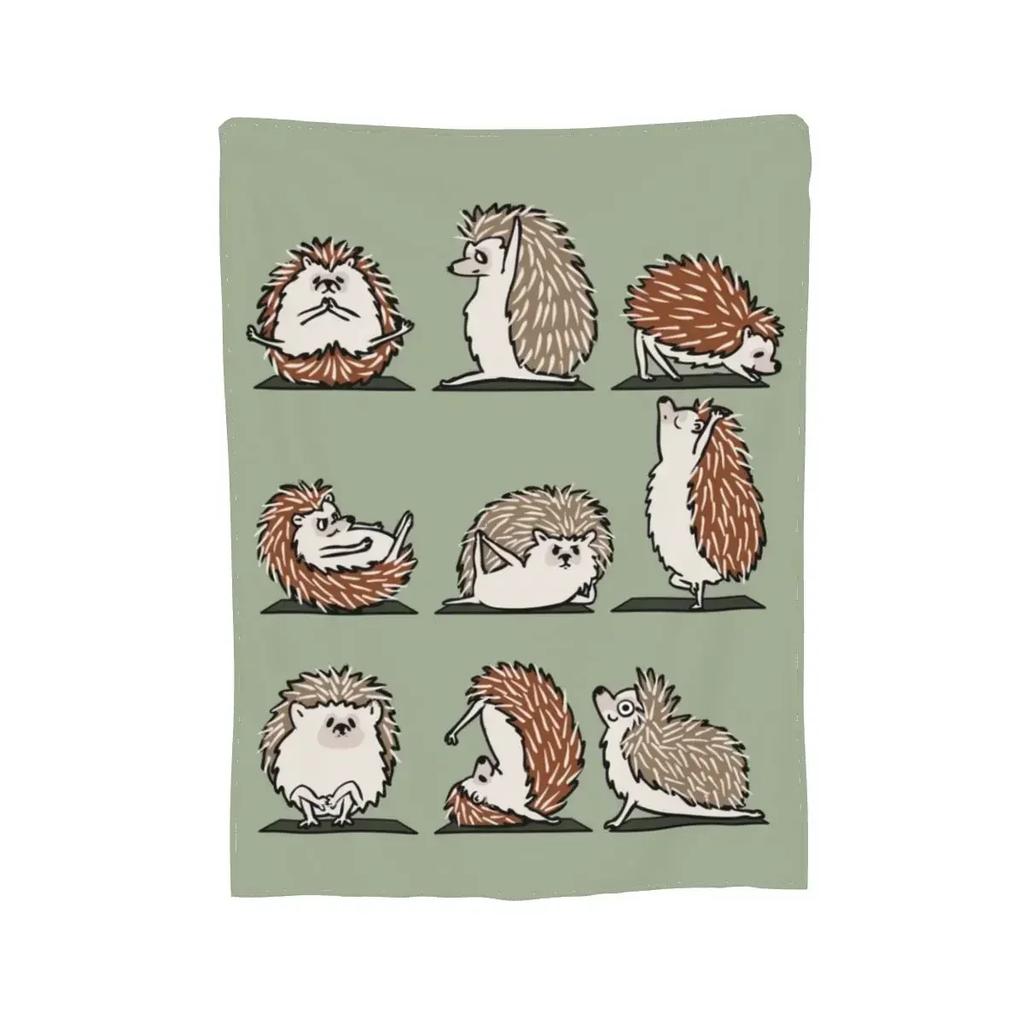 Hedgehog Yoga Blanket Soft Warm Flannel Throw Blanket for Bed Living Room Picnic Travel Home Couch