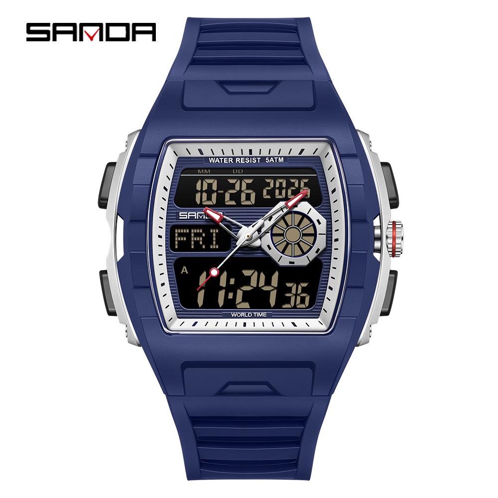 Sanda Trendy Multifunctional Sports Watch with Countdown, Snooze & Luminous Waterproof Features for Students - Model 3397