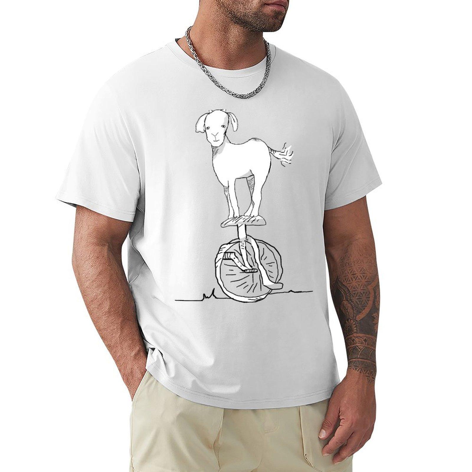 Goat On A Unicycle Tshirt Basic Casual Short Sleeve Cotton Shirt S