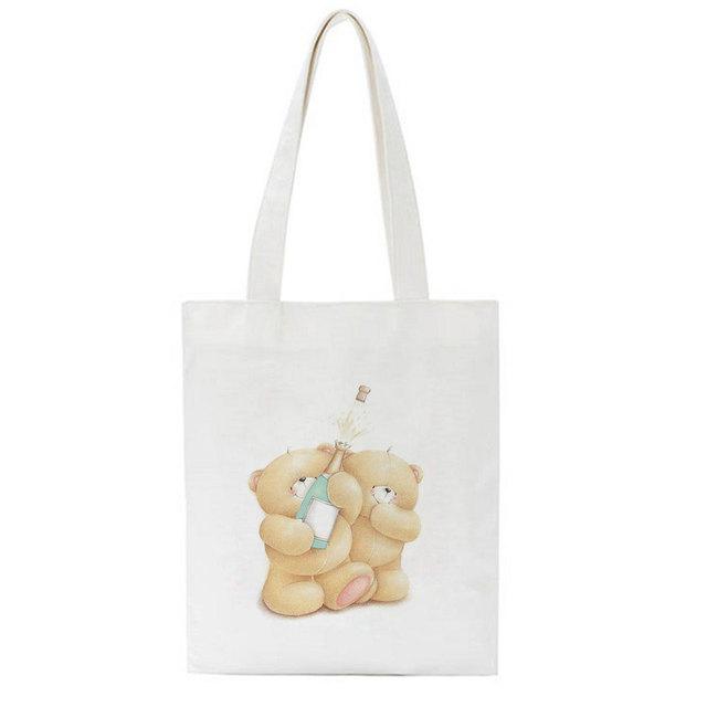 Kawaii Bär Druck Y2K Leinwand Tasche Harajuku Brief Nette Ins Große Kapazität Shopper Tasche Neue Casual Kpop Ulzzang Frauen Schulter taschen