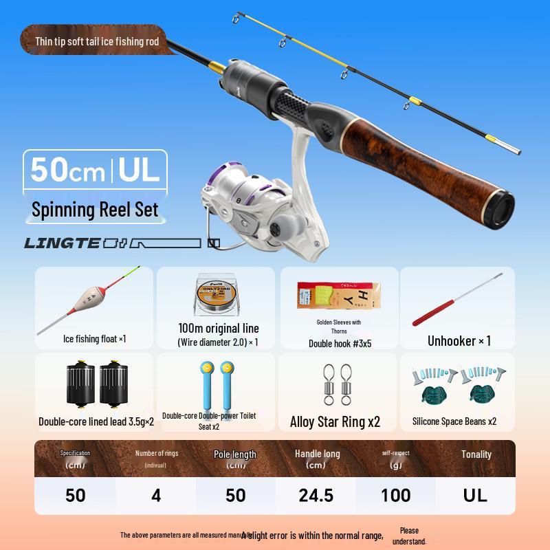 Portable High-Sensitivity Carbon Ice Fishing Rod Set with Solid Tip for Winter Fishing