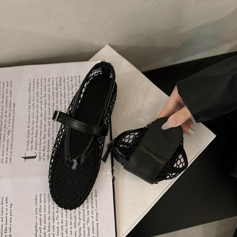 Fashion 2025 Summer New Women Sandals Women Ballet Flats Hollowed Out Single Shoes Breathable Mesh Zapatos