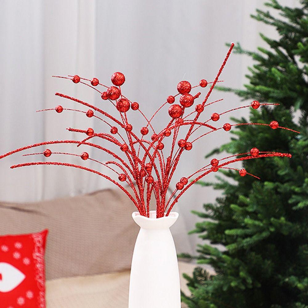 Lifelike Glitter Berry Branches Foam Fake Red Berry  Office Hotel Decorations