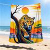 1pc Leopard Print Throw Blanket Polyester Fiber, Lightweight Flannel, Soft & Warm, All Season Use for Outdoor, Camping Digital Print