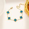 Lucky Titanium Fourleaf Clover Steel Bracelet Korean Style 18k Rose Gold Nonfading Jewelry