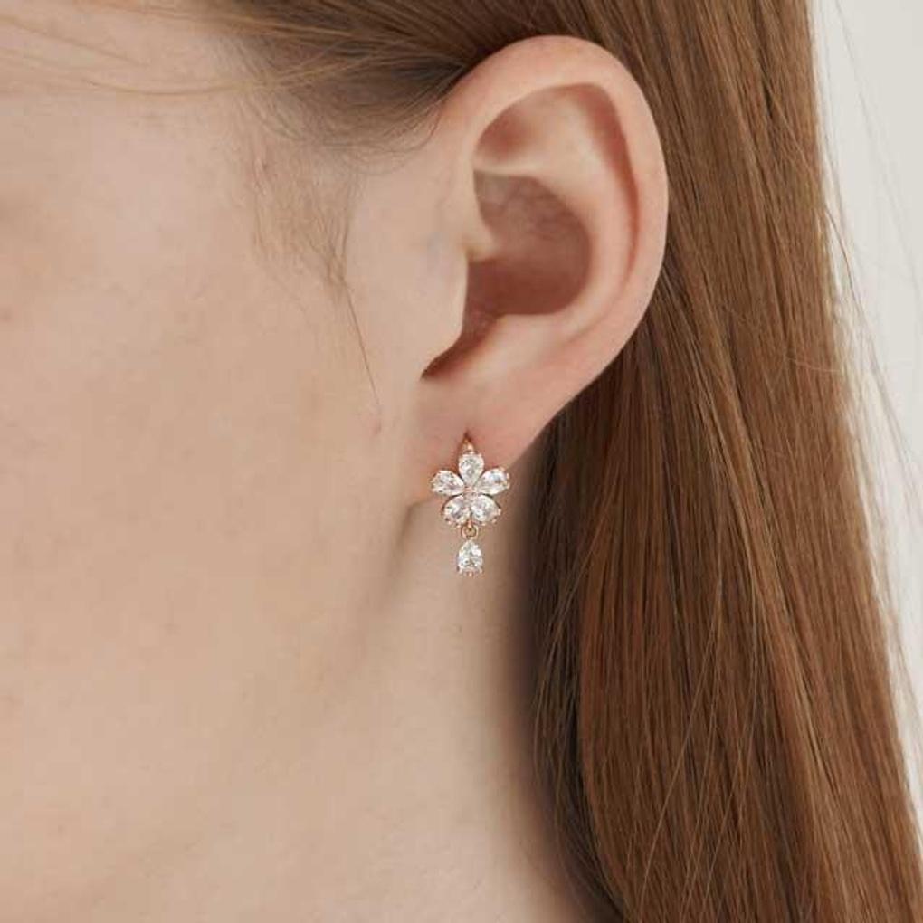 14K GF Flower Water Drop One-Touch Earrings C24EGF205