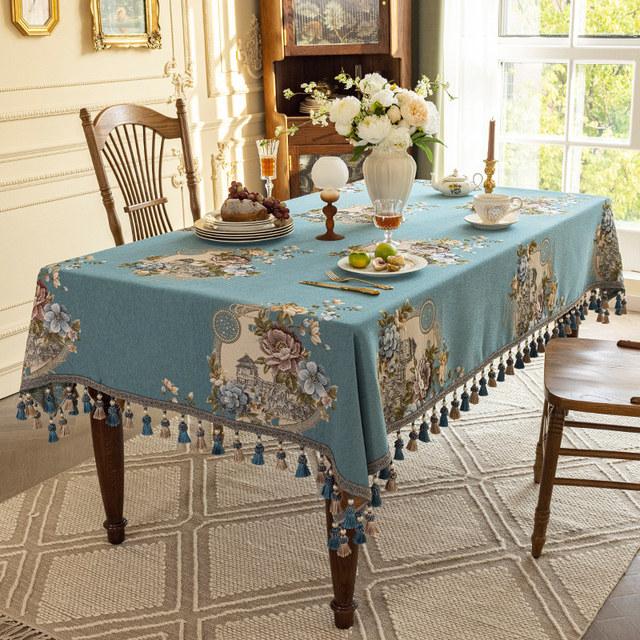 Europeisk Jacquard Bordtrekk Rektangel Firkantet Luksus Duk Dusk Til Kjøkken Spise Fest Jul Borddekorasjon