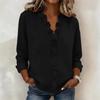 Women's Ruffle V Neck Long Sleeve Blouse Regular Fit Solid Color Elegant Commute Polyester Shirt 2026 Spring Summer Top