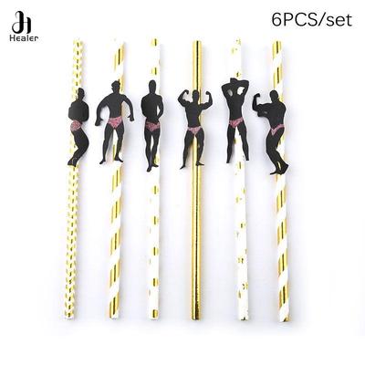 6Pcs Stripper Dancing Men Straws Bachelorette Party Decorations Straws Mexican Fiesta Party Drinking Favors Adult Party Supplies