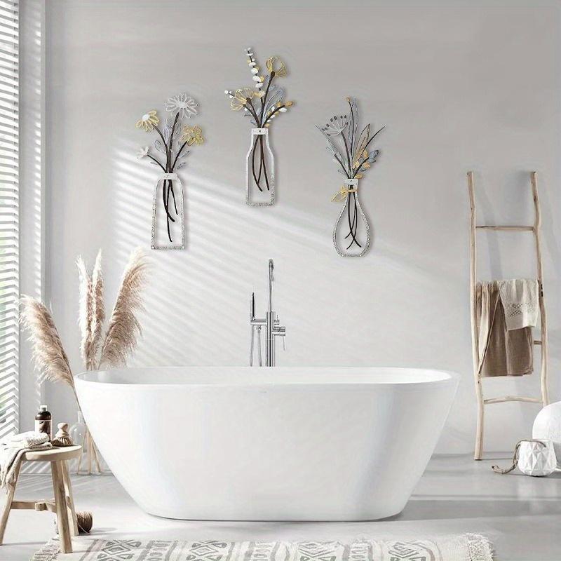 3Pcs Set of Metal Floral Wall art Decoration for Home Living Room Study Office Wall Decoration Holiday Decoration