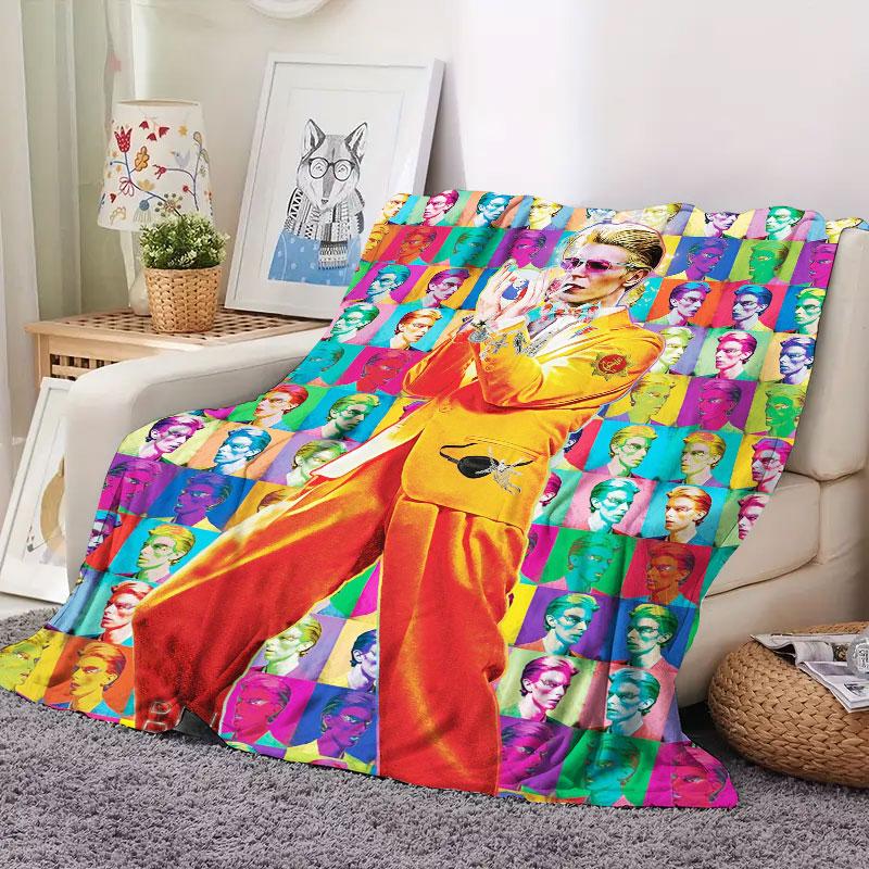 1Pc davidbowie Print Flannel Blanket, High quality Comfortable for All Seasons, Warmth and Comfort, Perfect for Christmas Gifts