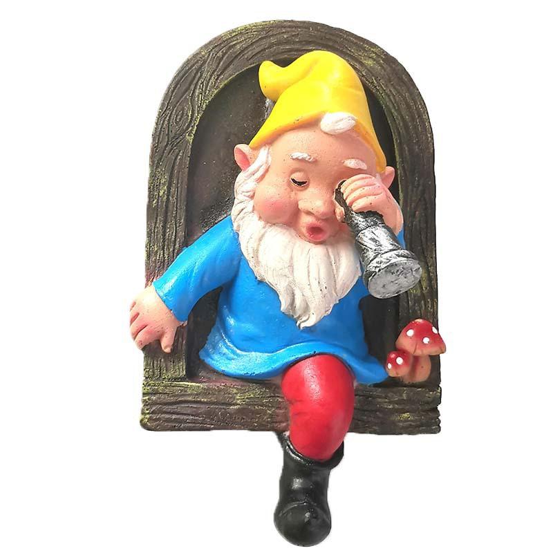 Cute Cartoon Gnome Wall Hanging Decor Garden Patio Balcony Indoor Outdoor Home Decoration Resin Figurine